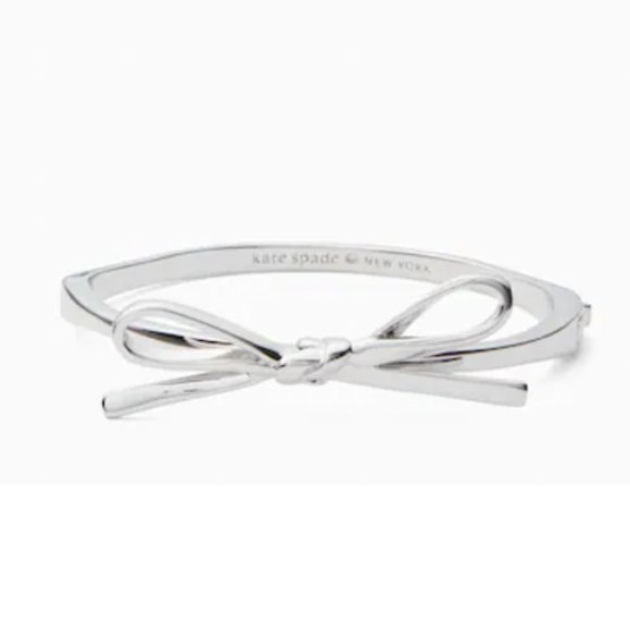 kate spade Jewelry - KATE SPADE Skinny Mini Bow Silver Bangle Bracelet NEW